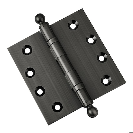 Embassy 4-1/2 x 4-1/2 Solid Brass Hinge, Pewter Finish with Ball Tips 4545BBUS17AB-1